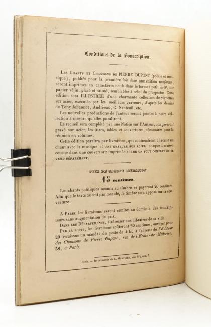 Notice de Charles Baudelaire pour les Chants et Chansons de Pierre Dupont